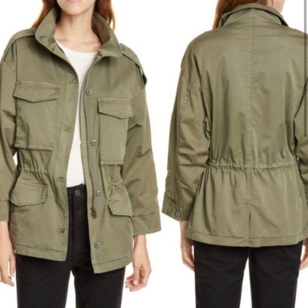 Joie Jenita Utility‎ Anorak Hidden Hood Jacket in Fatigue Green Size S Military